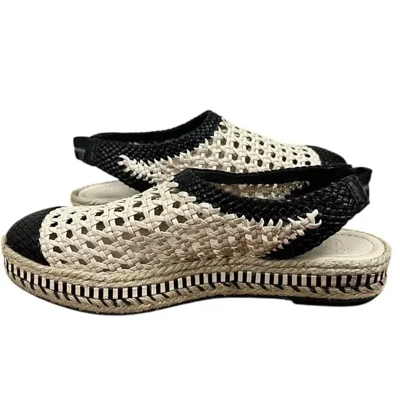 Tory Burch Dandy Woven Leather Slingback Espadrille Sandals Beach Resort Size 8 - Picture 4 of 9